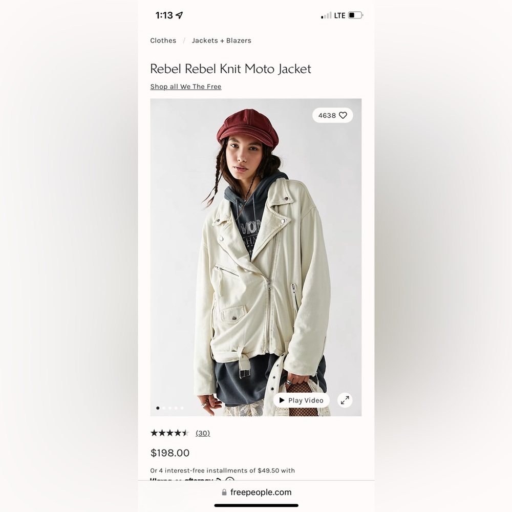 NWT Free People Rebel Rebel Knit Moto Jacket